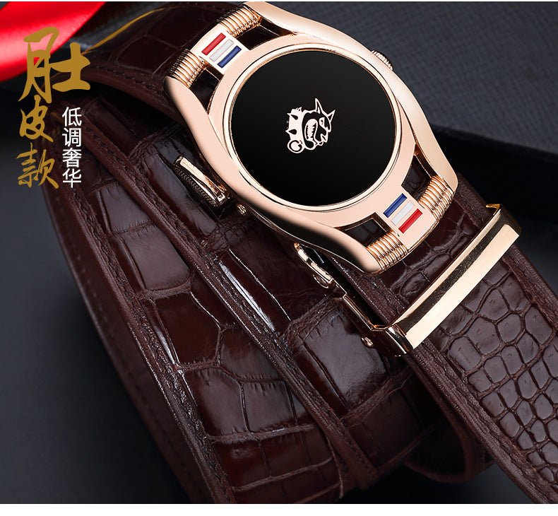 Men's Belt Crocodile Skin Genuine Leather Automatic Buckle Fashion Casual High Quality Men Belt