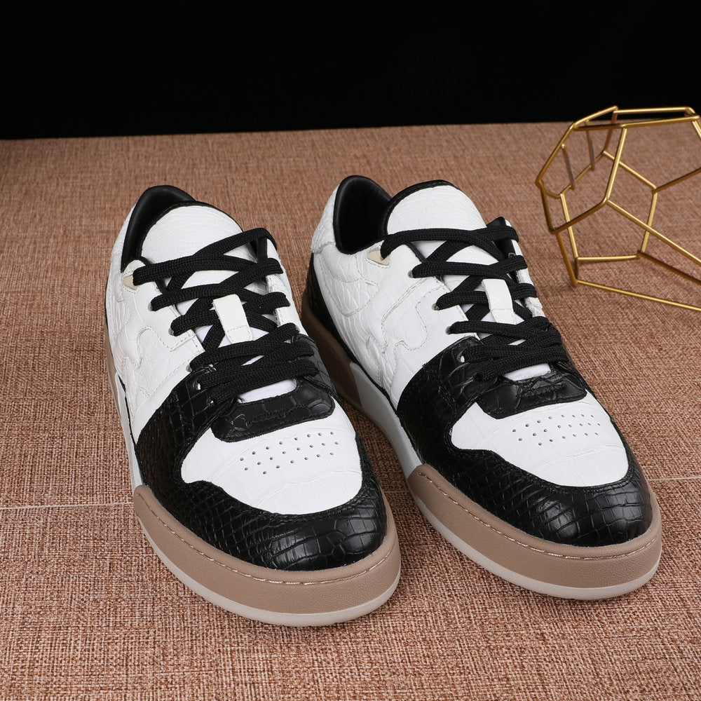 2023 New Crocodile Skin Genuine Leather Men's Shoes Fashion Casual Sports Shoes