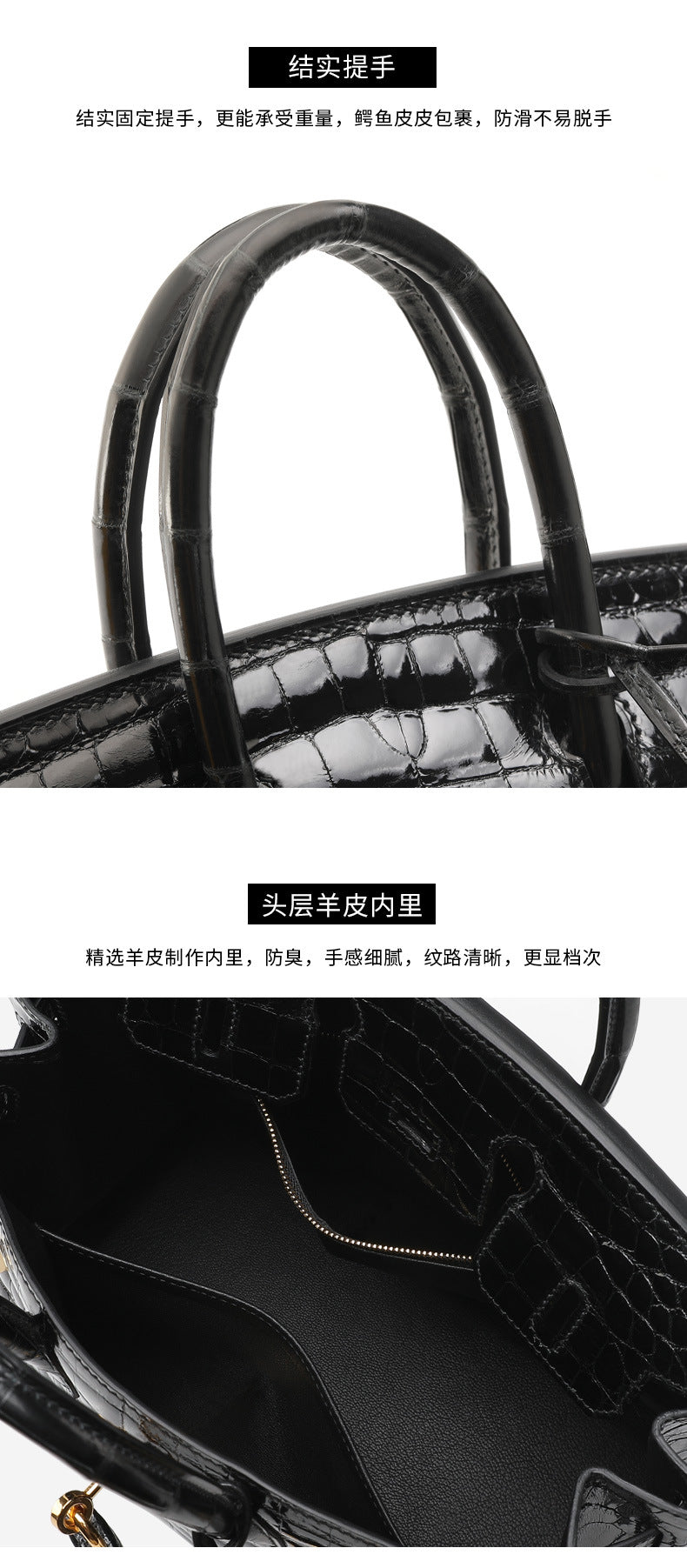 Crocodile skin women's bag trend Hand-sewn handbag Leather tote bag High quality that goes with anything