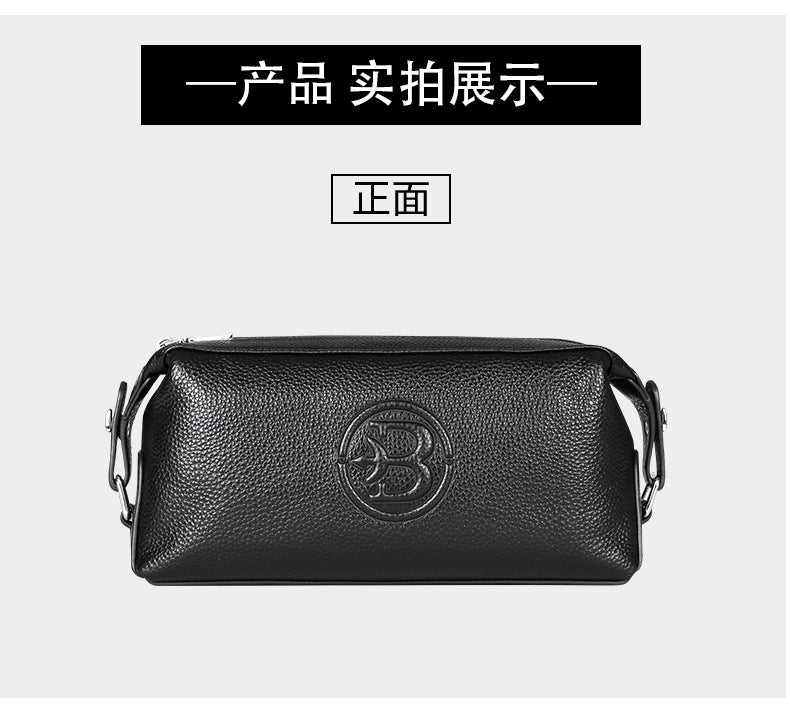 Men's Clutch Bag Large Capacity Cowhide Genuine Leather Business Fashion Handbag for Men