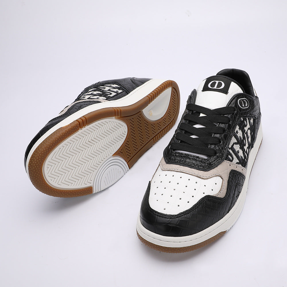 Crocodile Skin Genuine Leather Men's Sneakers Fashion Casual Shoes Rubber Sole Excellent Breathability Men's Shoes