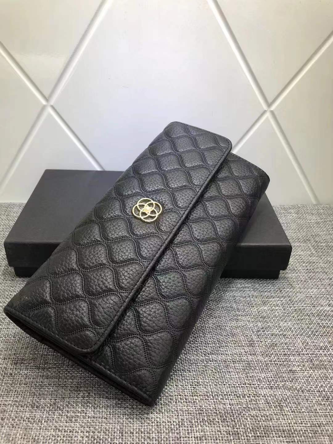 Ladies wallet fashion check cowhide wallet simple ladies bifold wallet bag