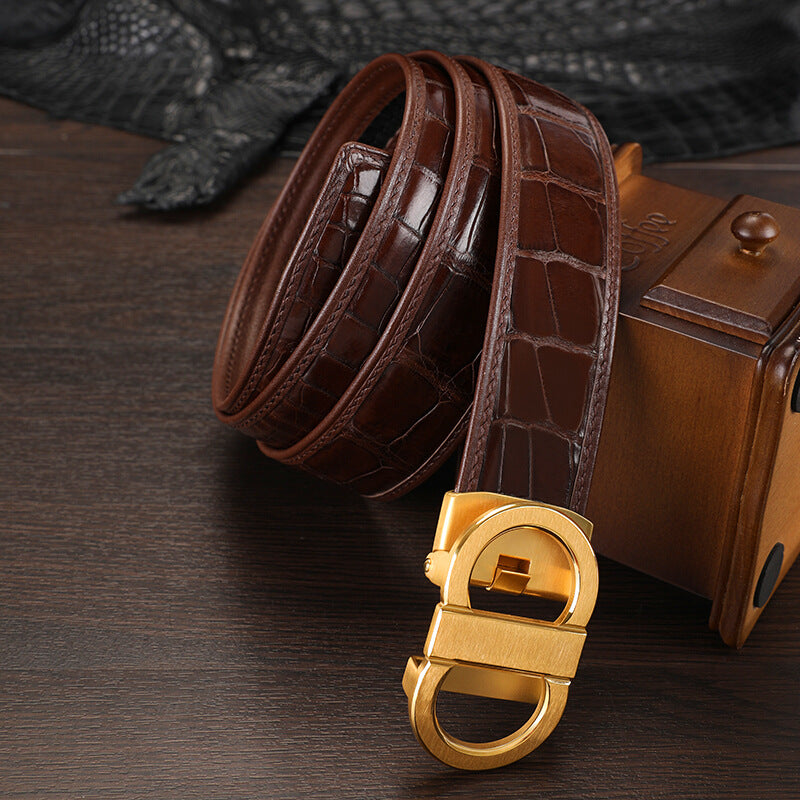 Siamese Crocodile Skin Genuine Leather Men's Belt Automatic Buckle Fashion Casual Business High Quality Men's Belt