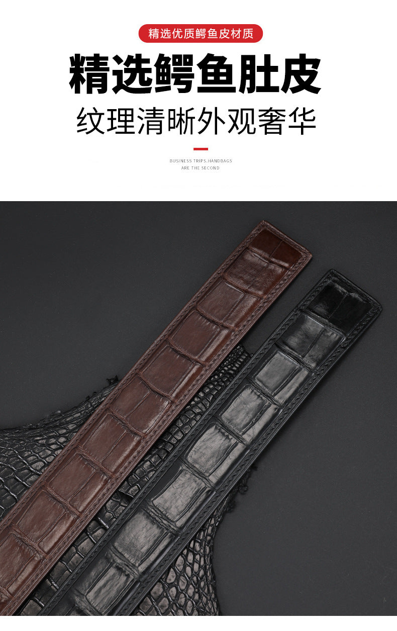 新型メンズベルトワニの皮 本革製つなぎ合わせなしファッションカジュアル男性ベルト
