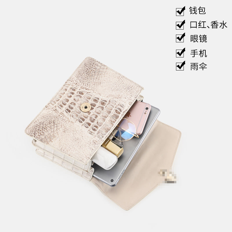 Genuine leather women's bag crocodile skin shoulder bag handbag shoulder bag crossbody bag goes with anything