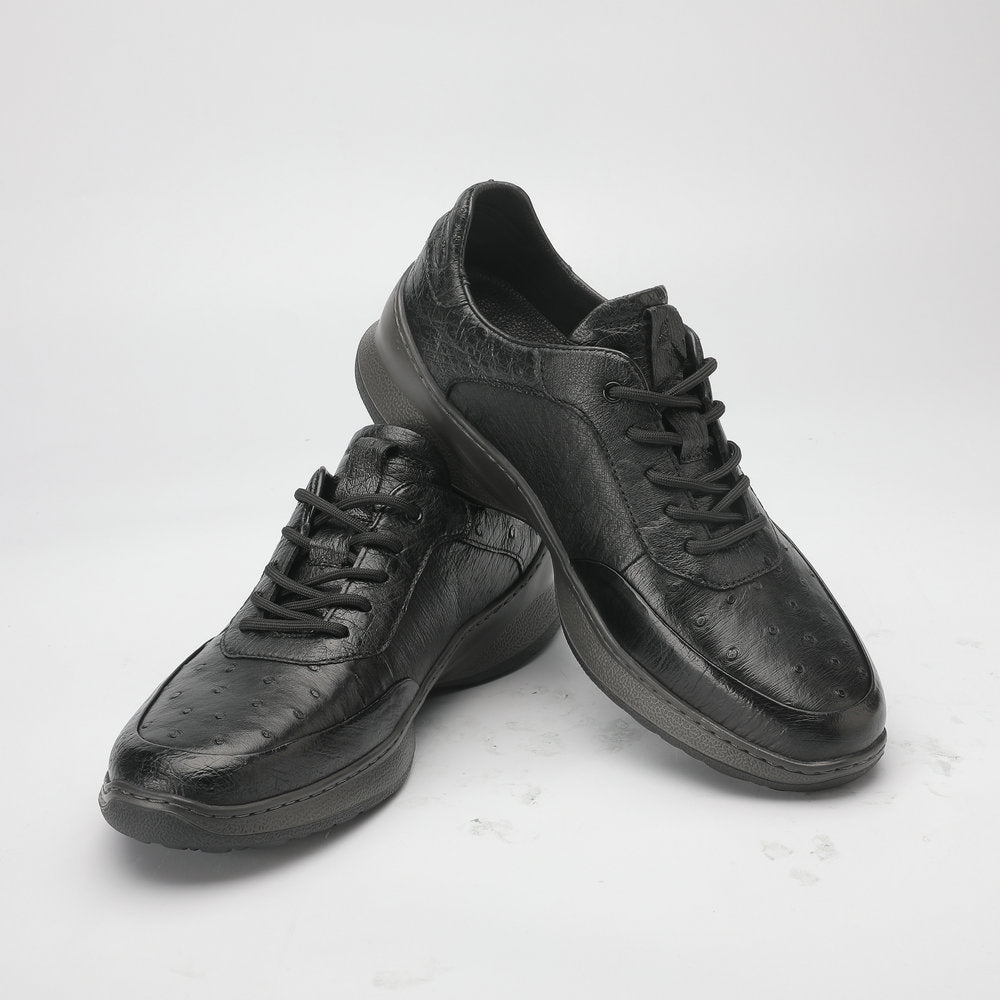 ダチョウ皮本革 メンズシューズゴム底ファッション ビジネススポーツカジュアルシューズ 男性靴