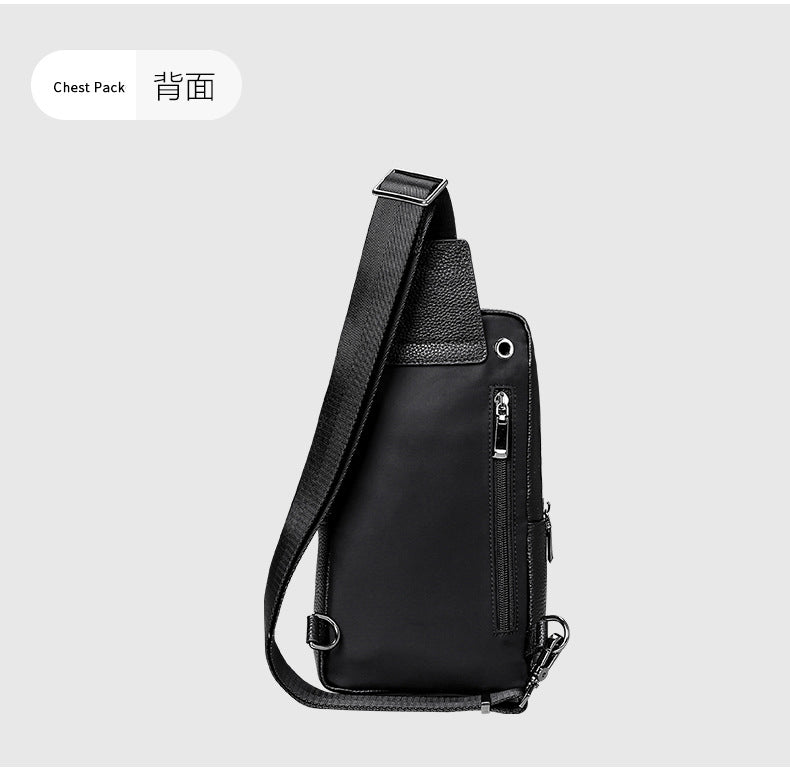 メンズバストバッグ 牛皮 韩国 カジュアルファッションシンプル 斜めがけバッグ