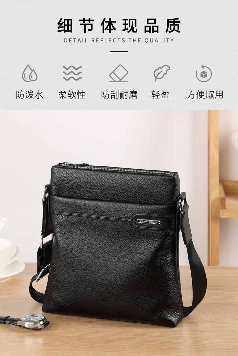 メンズショルダーバッグ 本革製牛皮 ビジネス 男性用 斜めがけバッグ