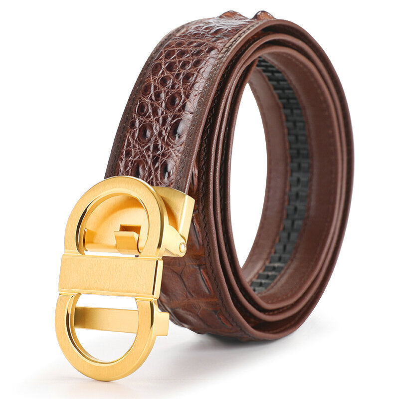Siamese Crocodile Skin Genuine Leather Men's Belt Automatic Buckle Fashion Casual Business High Quality Men's Belt