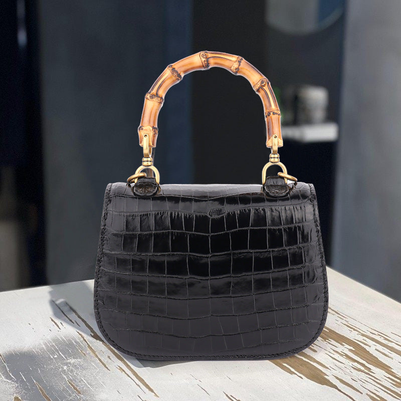 Crocodile leather bamboo knot bag Luxury small bag Ladies genuine leather crossbody bag handbag