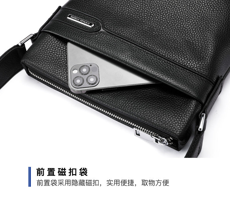 メンズショルダーバッグ 本革製牛皮 ビジネス 男性用 斜めがけバッグ