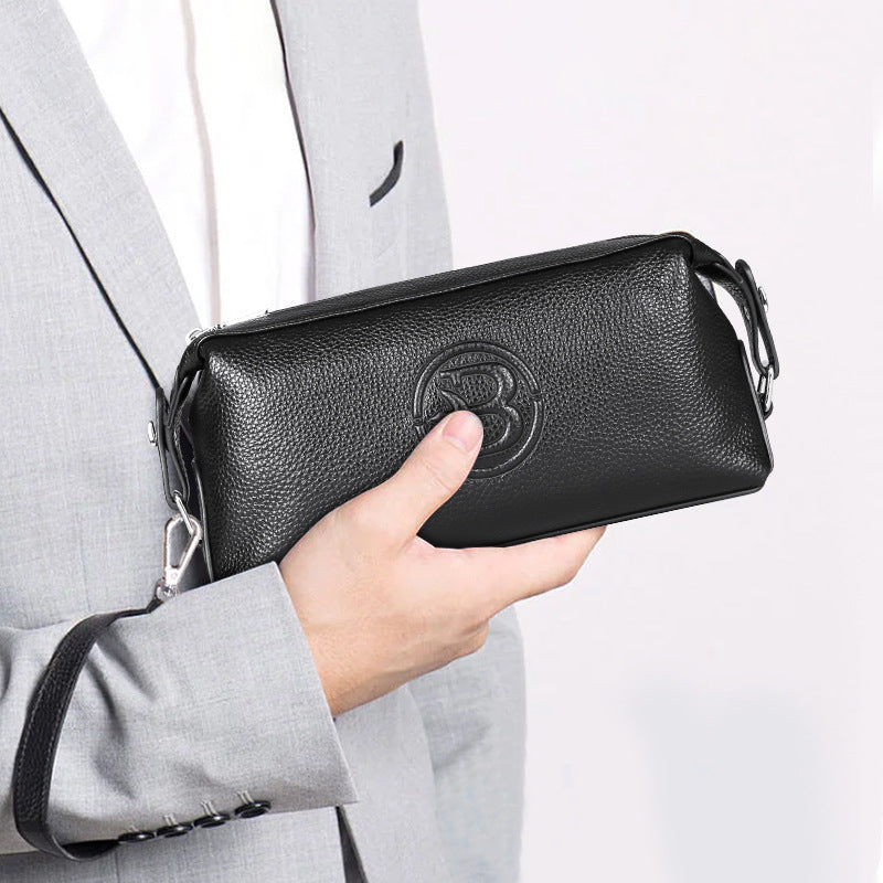 Men's Clutch Bag Large Capacity Cowhide Genuine Leather Business Fashion Handbag for Men