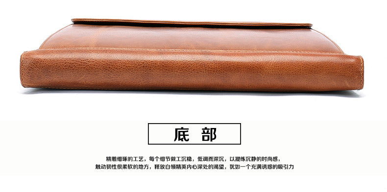 メンズクラッチバッグ牛皮本革製大容量ビジネスファスナーファイルバッグ男性用ハンドバッグ