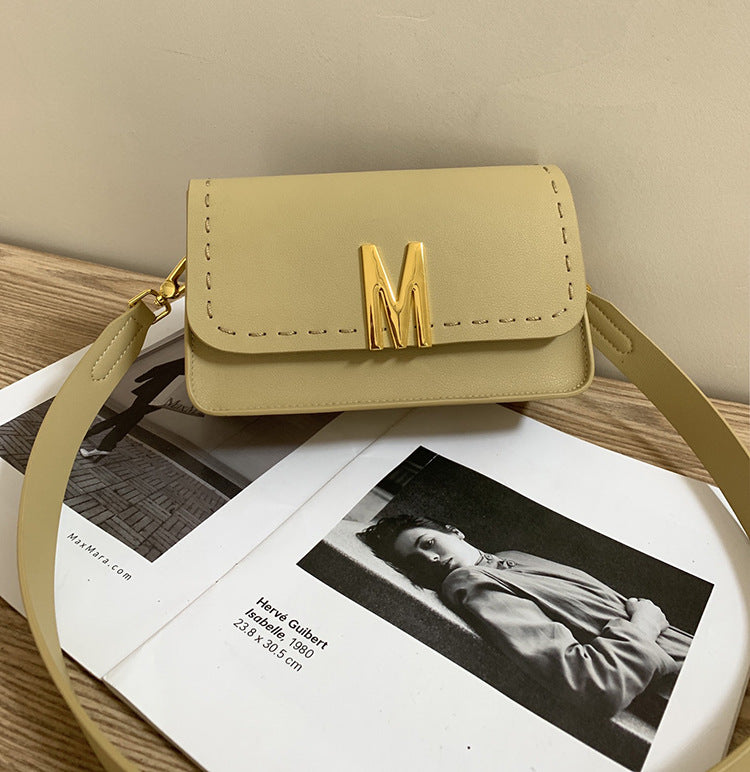 Women's genuine leather bag, cowhide wide shoulder bag, diagonal bag, goes with anything, fashion