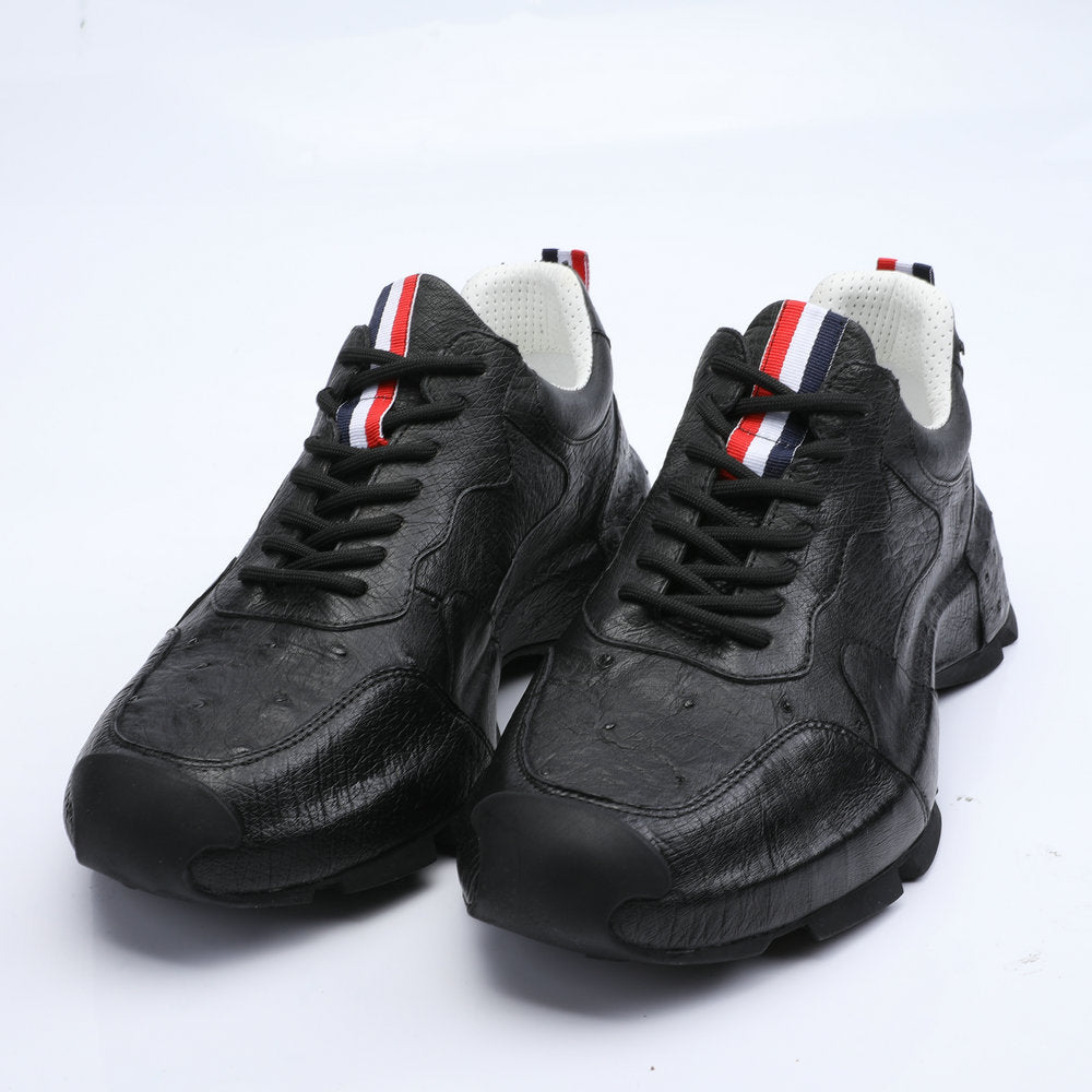Ostrich leather genuine leather men's sneakers fashion casual shoes in-heel men's shoes
