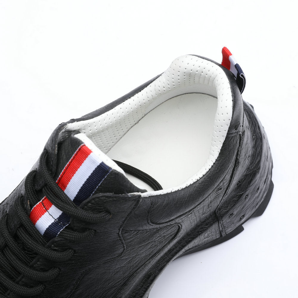 Ostrich leather genuine leather men's sneakers fashion casual shoes in-heel men's shoes