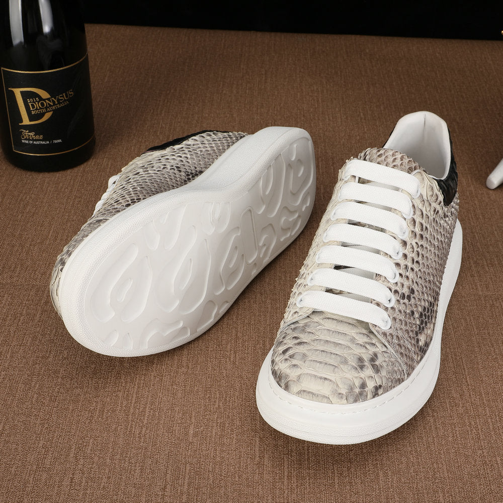 Python Skin Men's Casual Shoes Luxury Excellent Breathability Platform Sneakers Men's Shoes