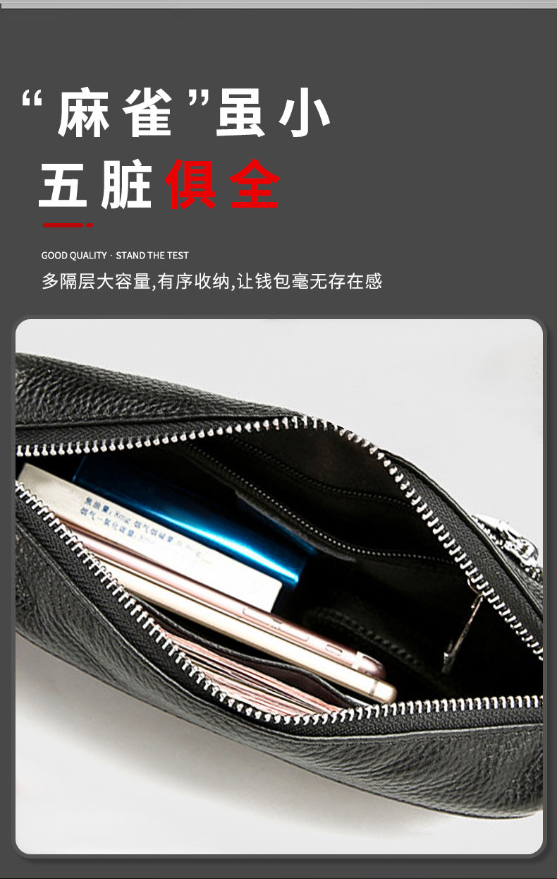 Men's Clutch Bag Large Capacity Cowhide Genuine Leather Business Fashion Handbag for Men