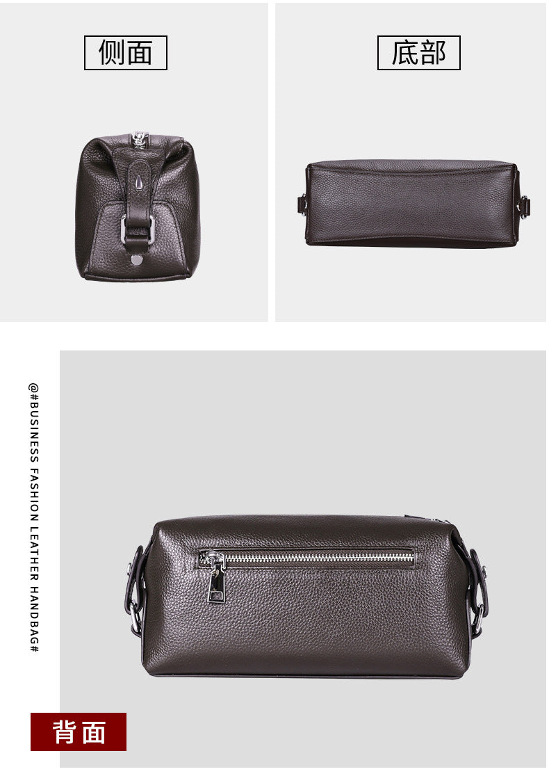 Men's Clutch Bag Large Capacity Cowhide Genuine Leather Business Fashion Handbag for Men
