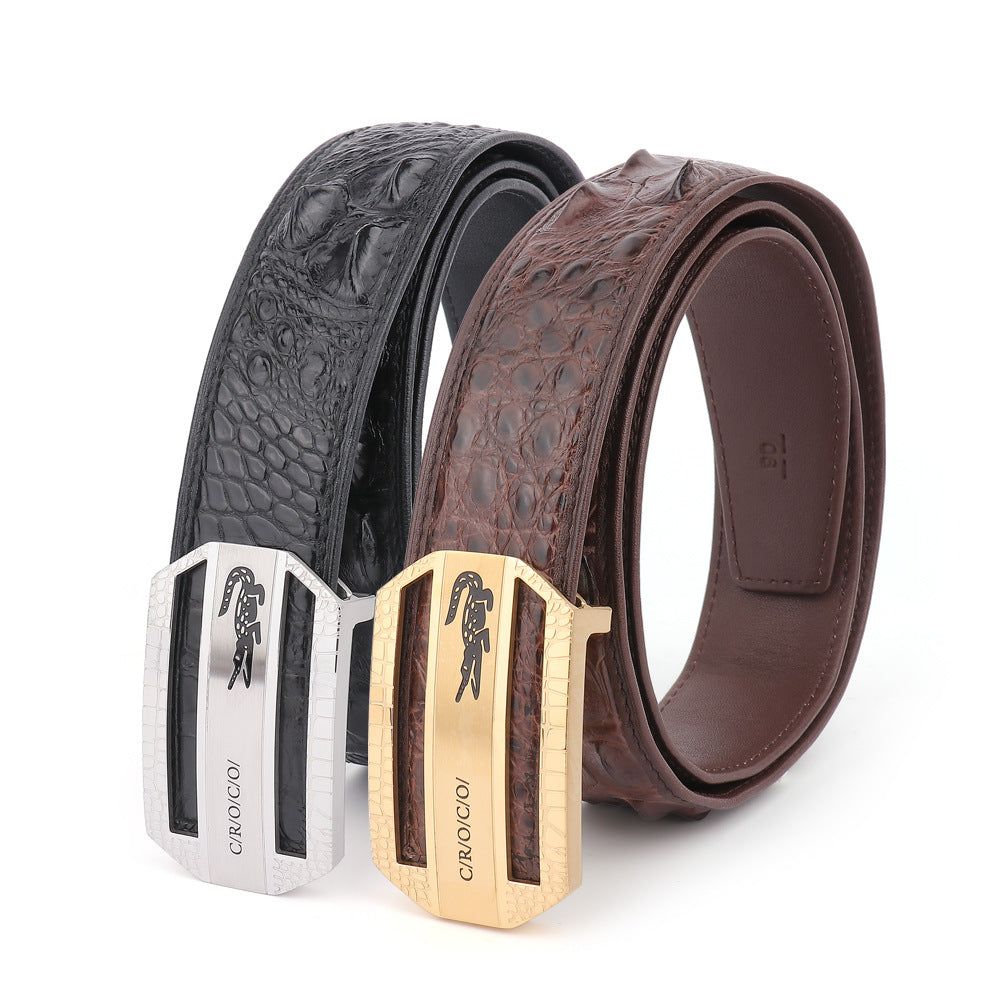 Men's Belt Siamese Crocodile Skin Genuine Leather Unjointed Casual Men's Belt