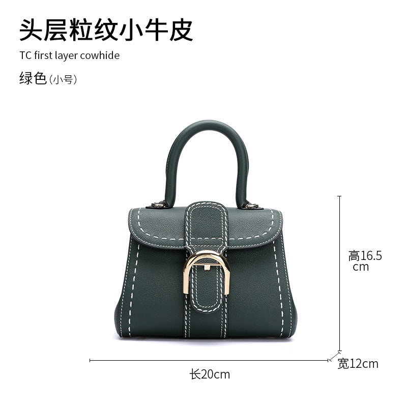 牛革バッグ本革バッグファッショントレンド馬蹄バックルレディースハンドバッグ手縫い斜めショルダーバッグ