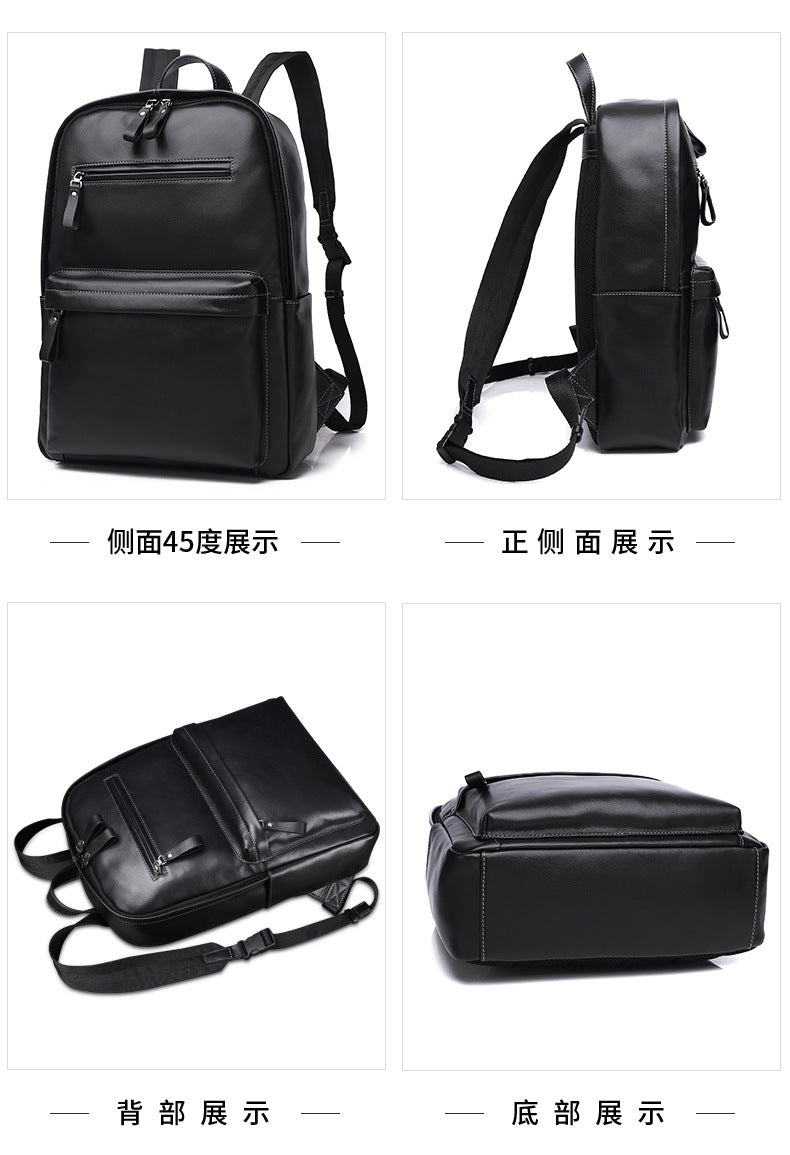 Men's backpack genuine cowhide leather Korean simple fashion casual travel bag computer bag