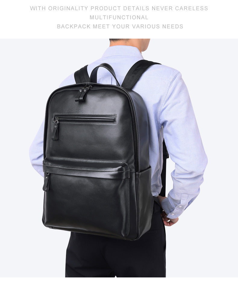 Men's backpack genuine cowhide leather Korean simple fashion casual travel bag computer bag