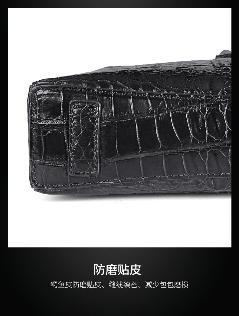シャムワニ骨の皮 メンズブリーフケース ハンドバッグ 盗難防止セキュリティロック 本革 高級感ビジネスバッグ 手提げかばん