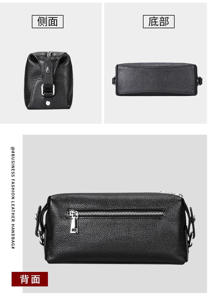 Men's Clutch Bag Large Capacity Cowhide Genuine Leather Business Fashion Handbag for Men