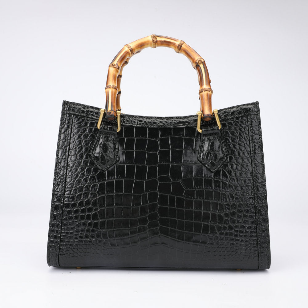 女性バッグ シャムワニ皮 本革バッグ 竹節バッグ ファッショントレンド 大容量 レディースバッグ