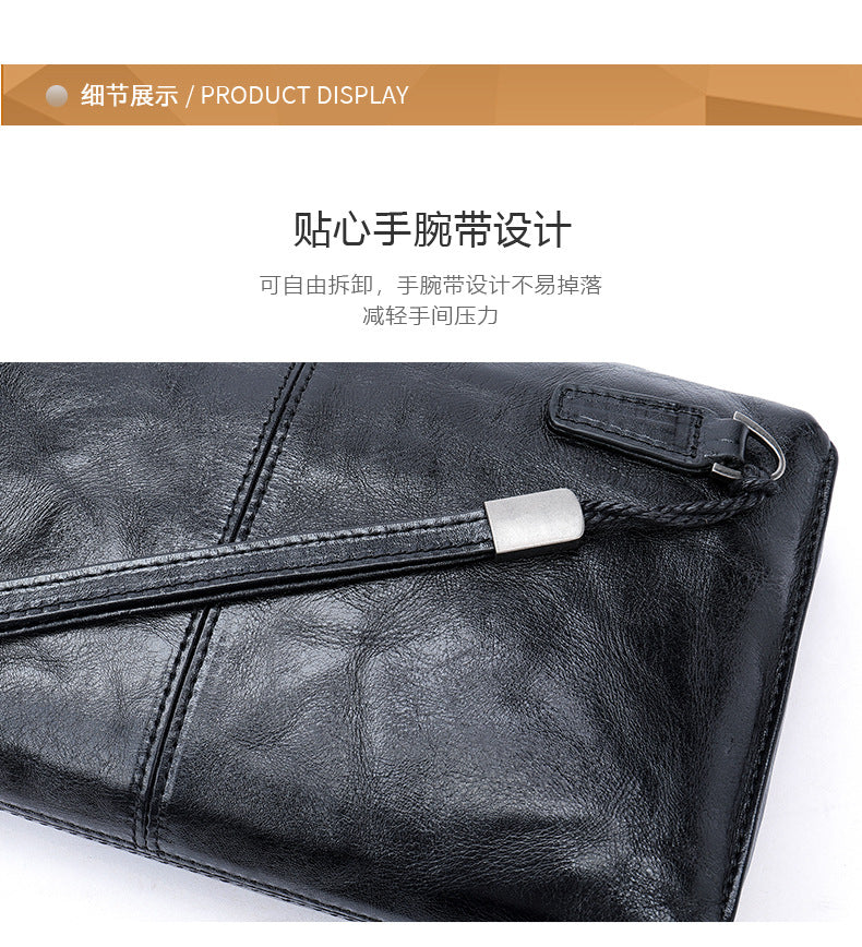 メンズクラッチバッグ 牛皮本革製 质感ファッション 男性用 手首バッグハンドバッグ