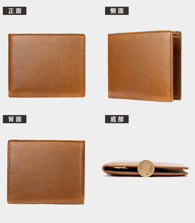 メンズ短財布牛皮本革製ビジネス薄型シンプル盗難防止カードバッグウォレットwallet
