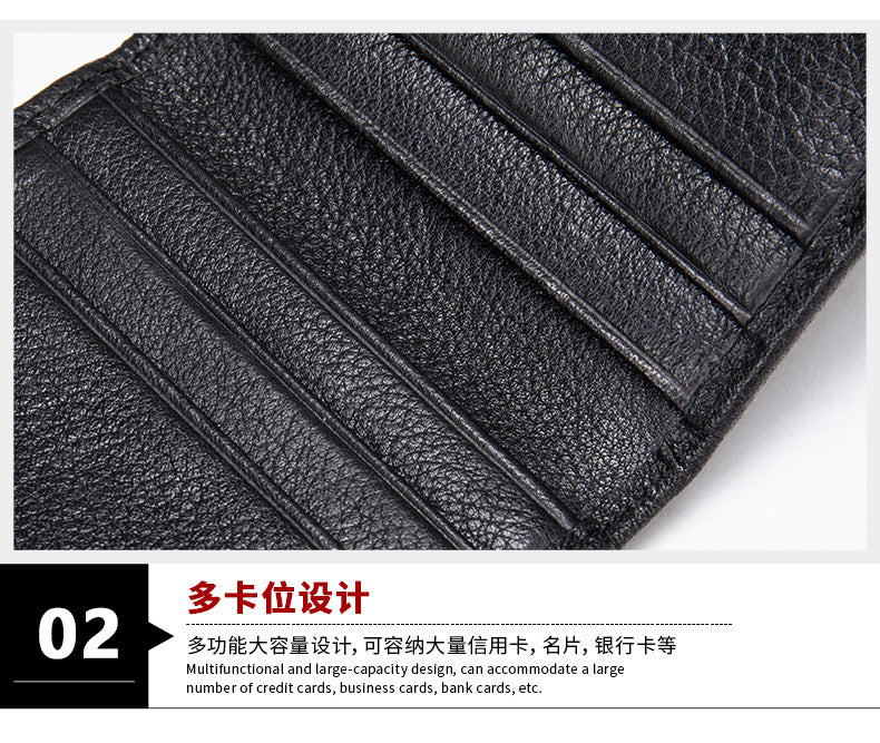 メンズ短財布牛皮本革製ビジネス薄型シンプル盗難防止カードバッグウォレットwallet