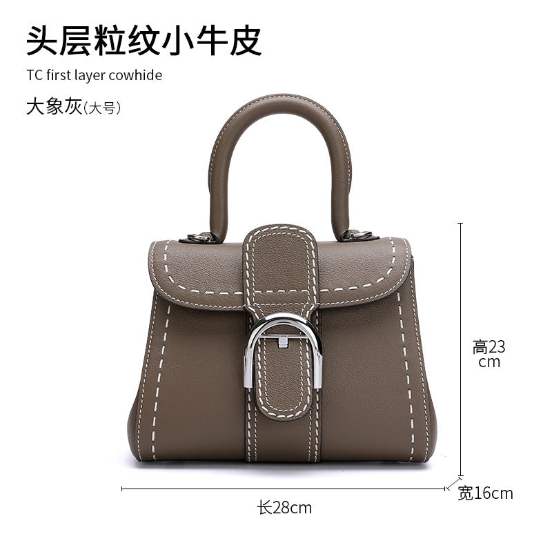 牛革バッグ本革バッグファッショントレンド馬蹄バックルレディースハンドバッグ手縫い斜めショルダーバッグ
