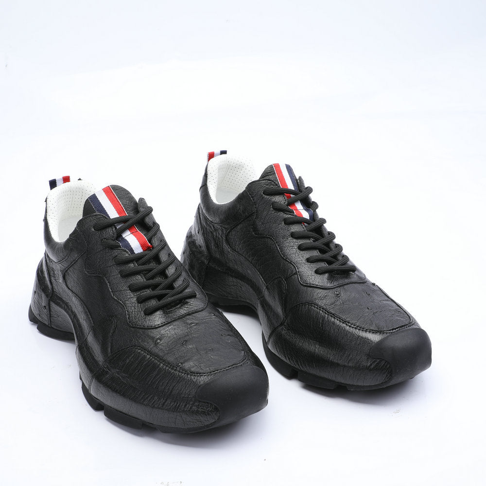 Ostrich leather genuine leather men's sneakers fashion casual shoes in-heel men's shoes