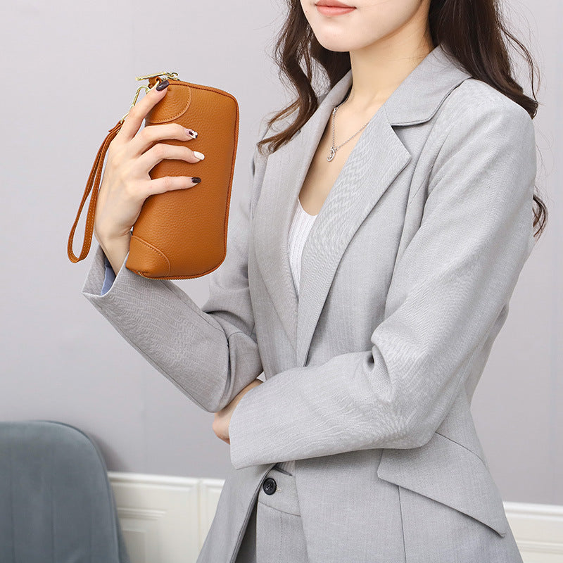 Clutch Bag Ladies Large Capacity Genuine Leather Handbag Coin Purse Cowhide Bag Zipper Crossbody Bag