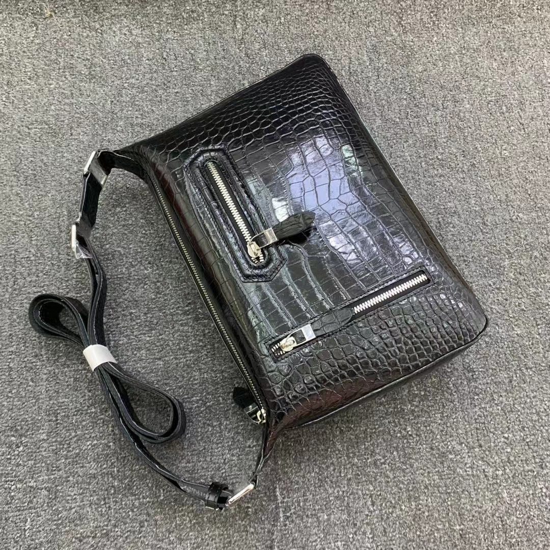 Men's Shoulder Bag Crocodile Belly Skin High Quality Casual Fashion Men's Crossbody Bag