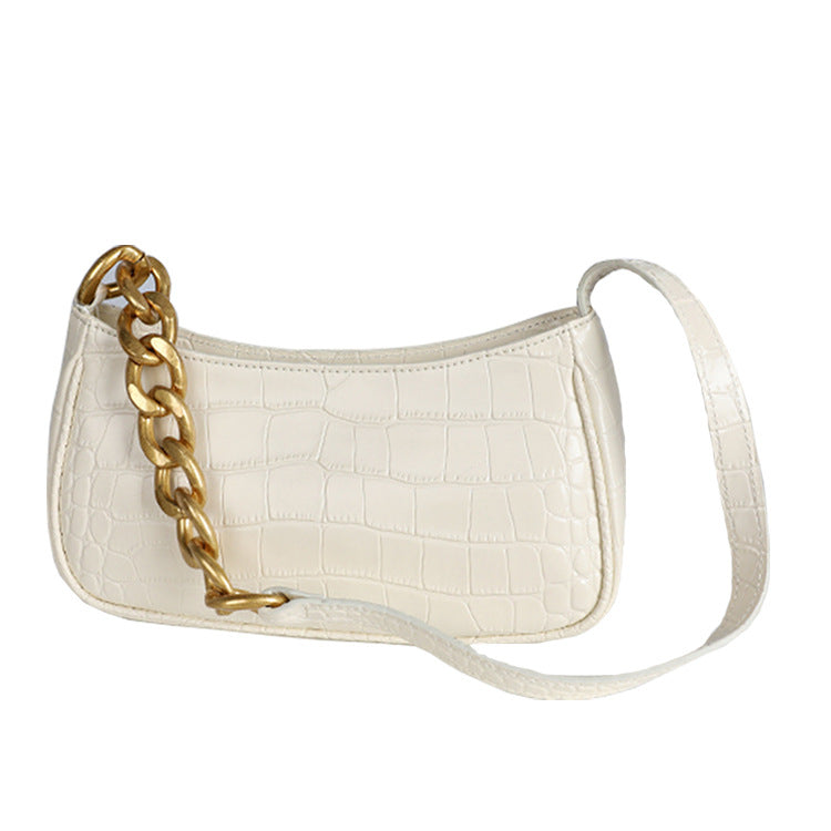 Crocodile pattern shoulder bag chain ladies bag genuine leather ladies bag armpit bag fashion