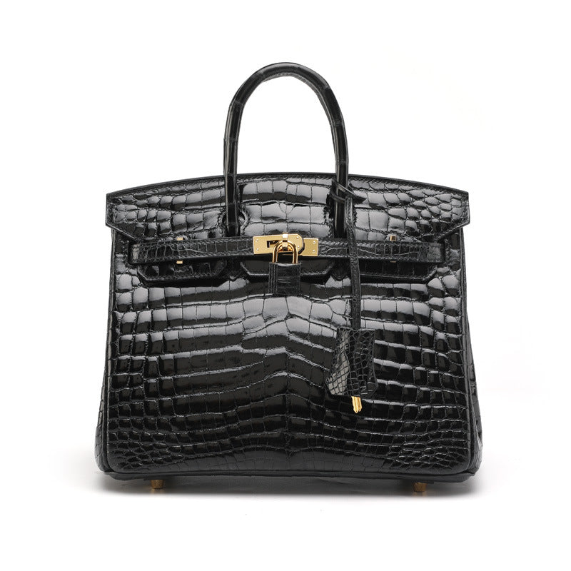 Crocodile skin women's bag trend Hand-sewn handbag Leather tote bag High quality that goes with anything