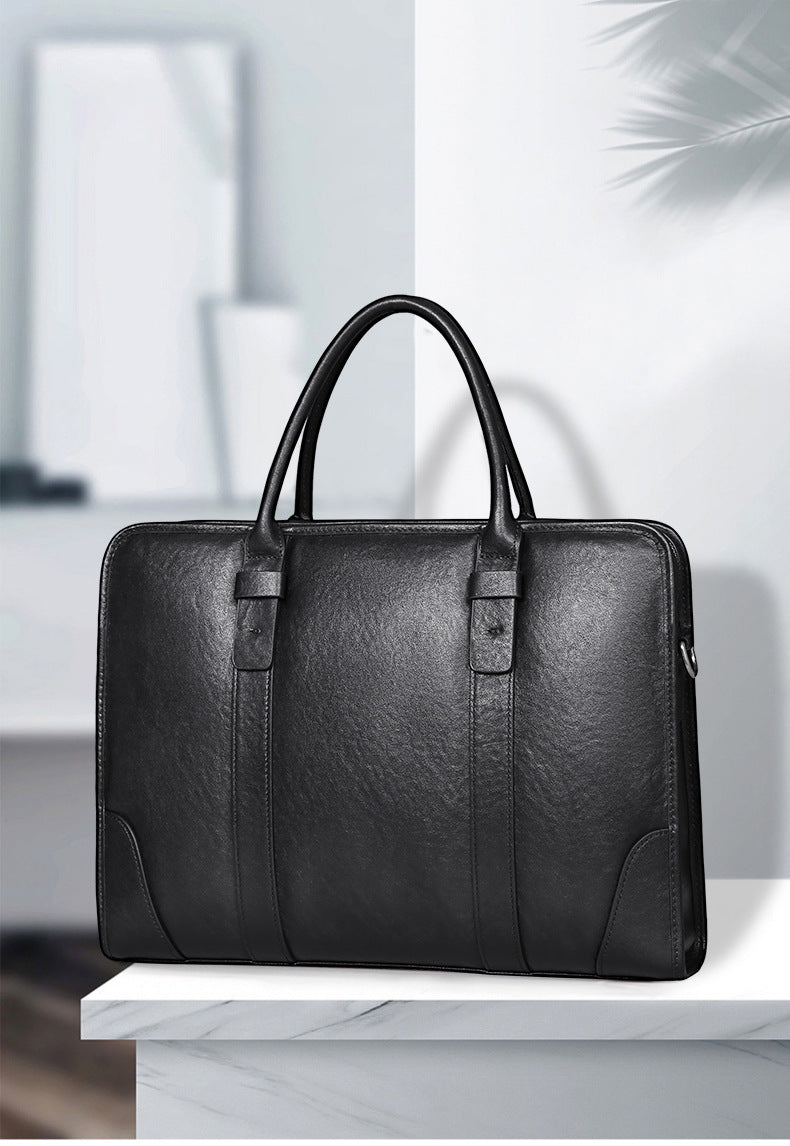 Men's handbag, genuine cowhide leather, crossbody bag, business, large capacity briefcase, computer bag