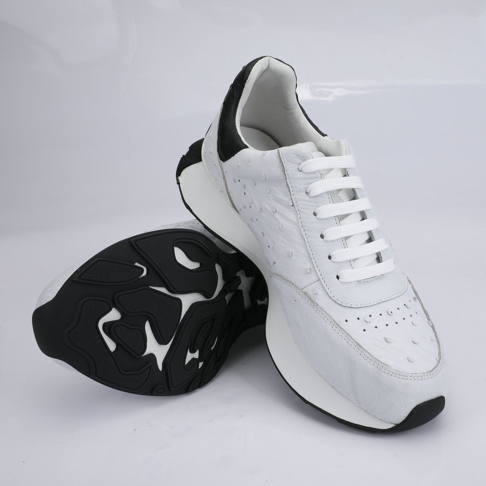 2023 New Ostrich Skin Men's Casual Shoes Genuine Leather Fashion Anti-Slip Sneakers