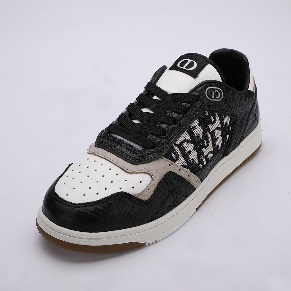 Crocodile Skin Genuine Leather Men's Sneakers Fashion Casual Shoes Rubber Sole Excellent Breathability Men's Shoes