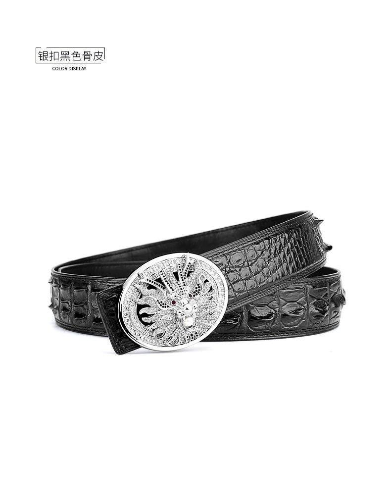 Siamese Crocodile Skin Men's Belt Genuine Leather Dragon with Smooth Buckle Fashion Casual Business Belt