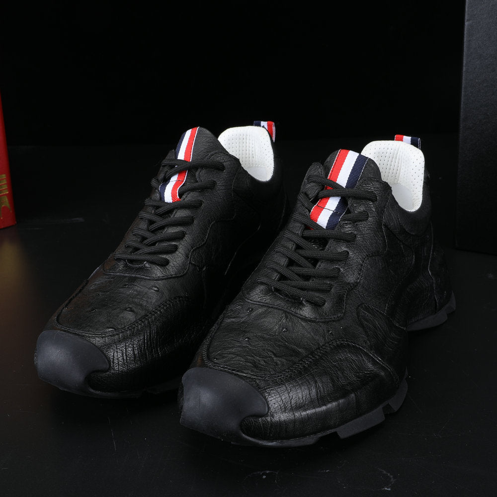Ostrich leather genuine leather men's sneakers fashion casual shoes in-heel men's shoes