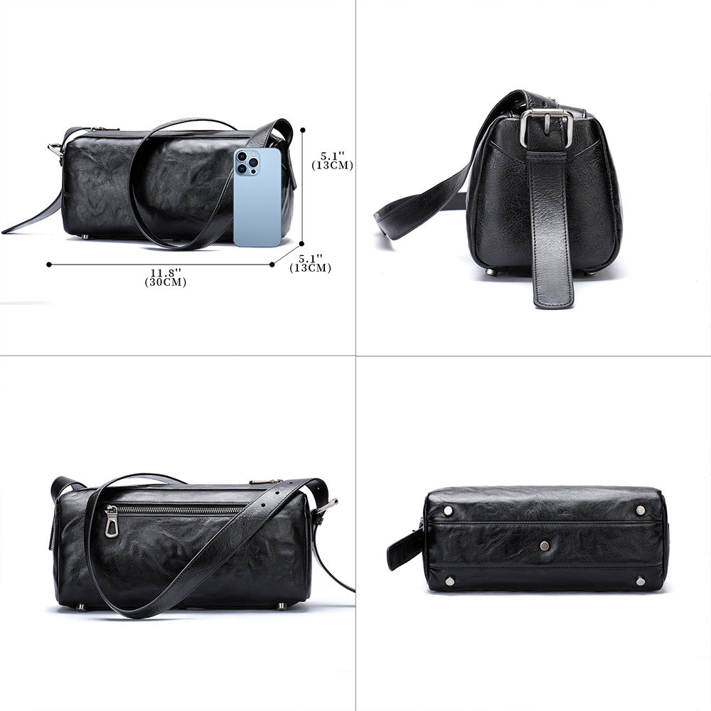 Men's Shoulder Bag Made of Genuine Cowskin Leather with Hand-held Crest High Quality Luxury Fashion Crossbody Bag for Men