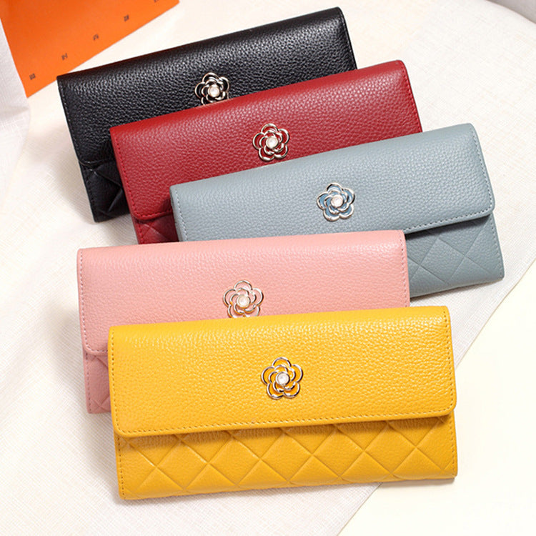 Ladies wallet cowhide clutch bag mobile pouch long wallet genuine leather wallet fashion