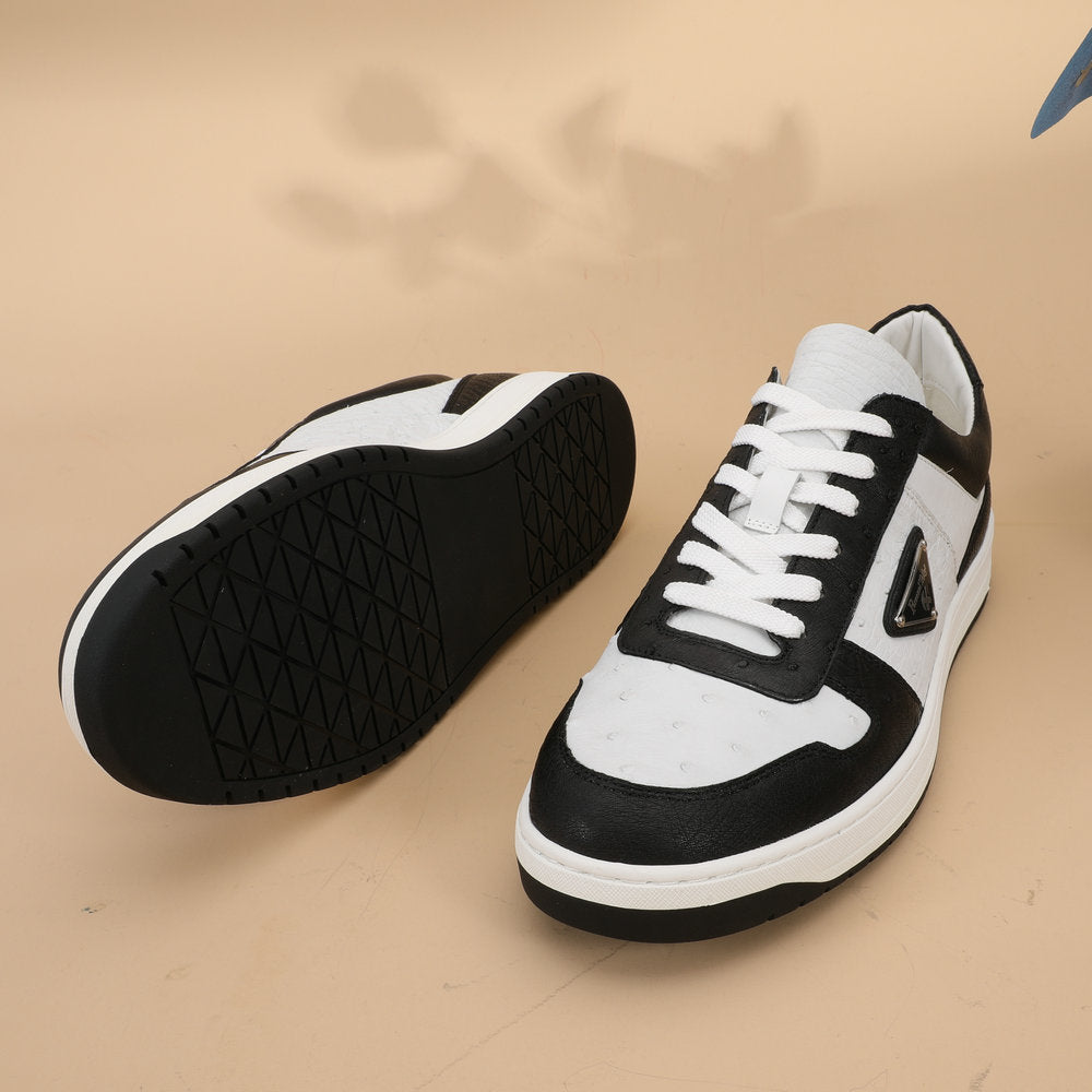 2023 New Ostrich Skin Men's Sneakers Genuine Leather Casual Fashion Men's Shoes