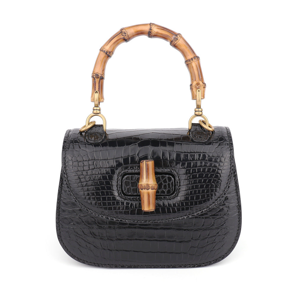 Crocodile leather bamboo knot bag Luxury small bag Ladies genuine leather crossbody bag handbag