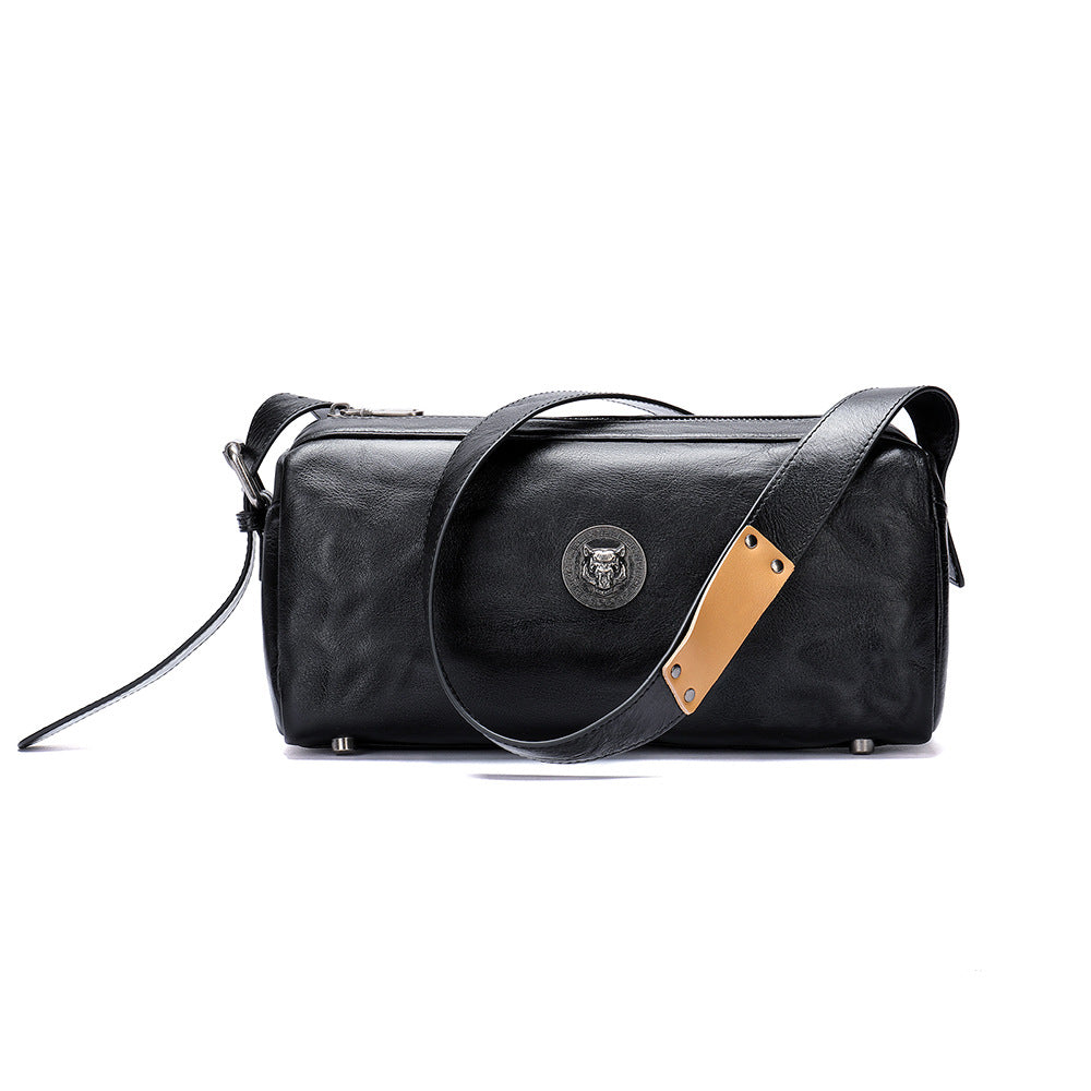 Men's Shoulder Bag Made of Genuine Cowskin Leather with Hand-held Crest High Quality Luxury Fashion Crossbody Bag for Men