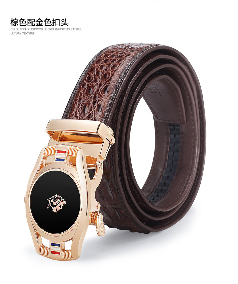 Men's Belt Crocodile Skin Genuine Leather Automatic Buckle Fashion Casual High Quality Men Belt